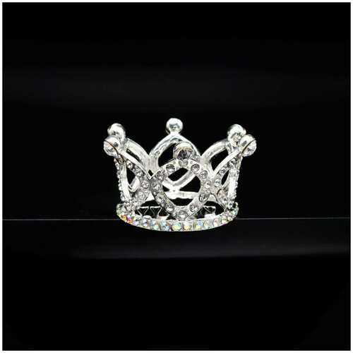 Заколка для волос - Корона Гребень, со стразами, серебряная, 1 шт заколка корона для принцессы со стразами белая сиреневая юбочка 1 шт авторская работа