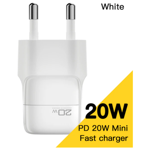 Зарядное устройство Essager 20W PD QC, USB Type-C, 20 Вт, QC PD 3,0, белое, мини