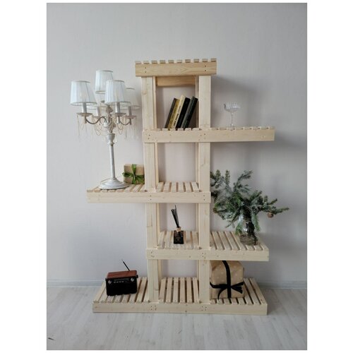 Стеллаж комнатный многоуровневый, 164х118х28,5 см, сосна