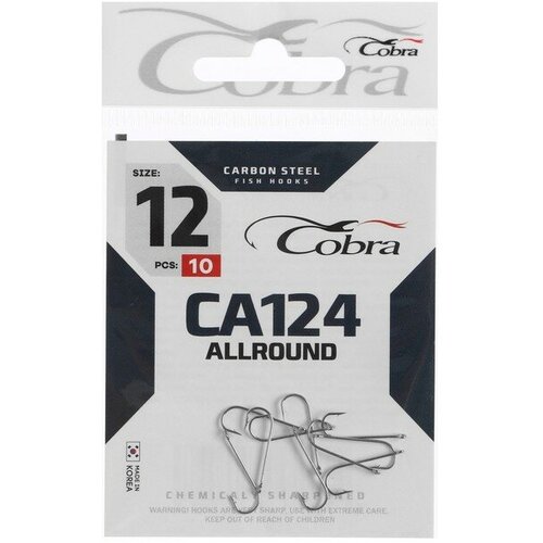 cobra крючки cobra allround серия ca124 12 10 шт COBRA Крючки Cobra ALLROUND, серия CA124, № 12, 10 шт.