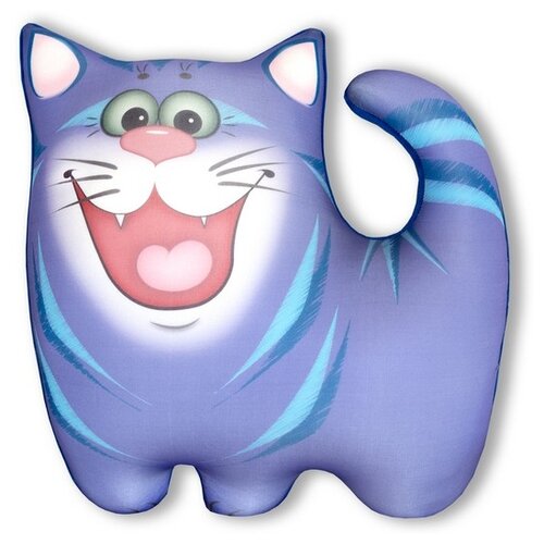 фото Антистрессовая игрушка-подушка штучки, к которым тянутся ручки котик полосатик, фиолетовый