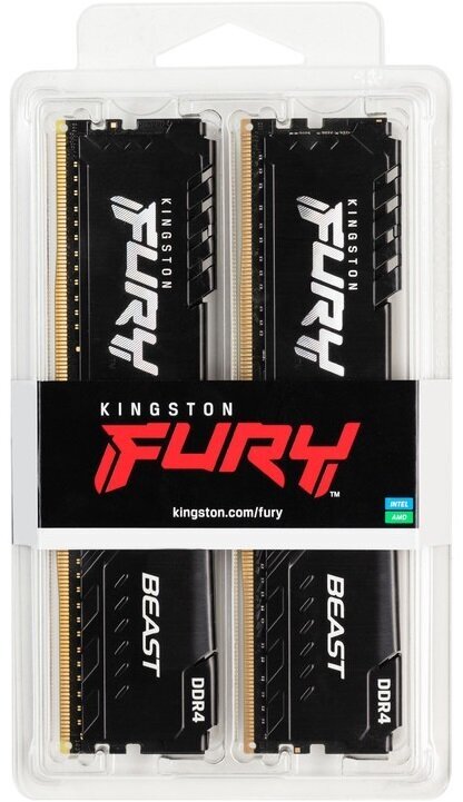 Комплект оперативной памяти DDR4 DIMM 16Гб (2х8Гб) 3200MHz CL16, Kingston FURY Beast Black KF432C16BBK2/16