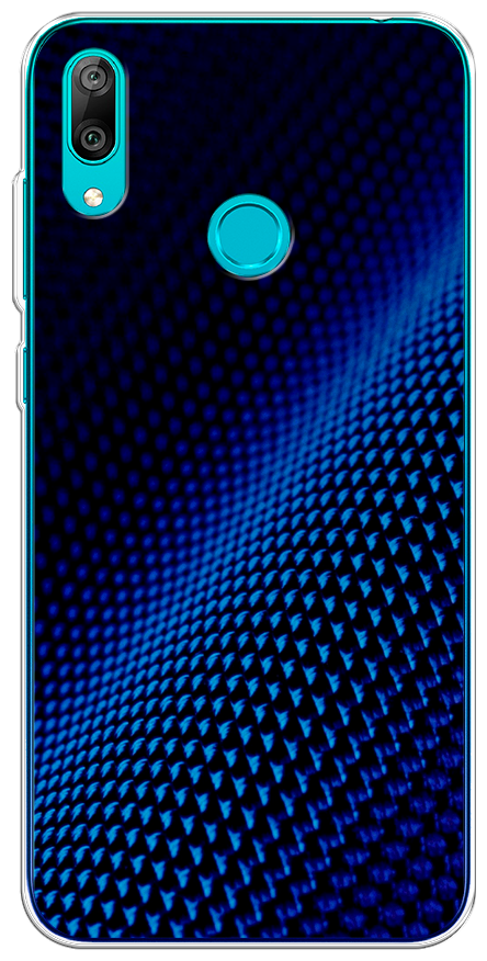Силиконовый чехол на Huawei Y7 2019 / Хуавей Y7 2019 "Синий карбон"