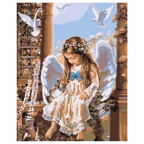 Малышка ангел Раскраска картина по номерам на холсте картина по номерам ангел хранител 40х50 см