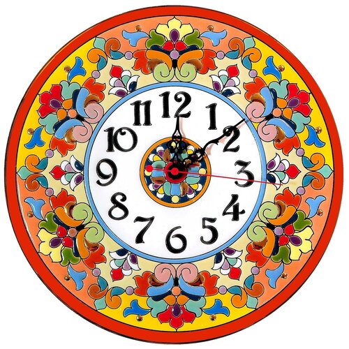 Авторские керамические часы в технике исполнения Cuerda Seca, диаметр 30 см, C-3015