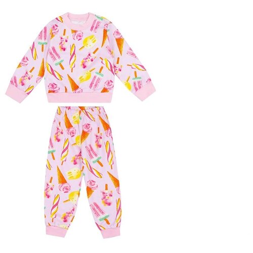 Пижама У+, размер 110-116, розовый пижама свiтанак джемпер брюки длинный рукав пояс на резинке трикотажная размер 58 синий розовый