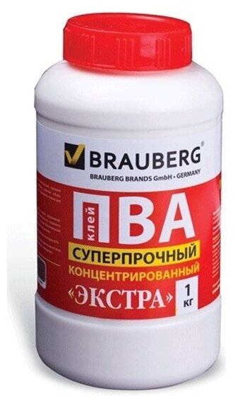 Клей ПВА Brauberg , 1 кг, суперпрочный (керамика, ткань, кожа, дерево, бумага, картон)