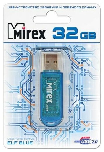 Флэш-память USB_ 32 GB Mirex Elf, USB 2.0, Синий