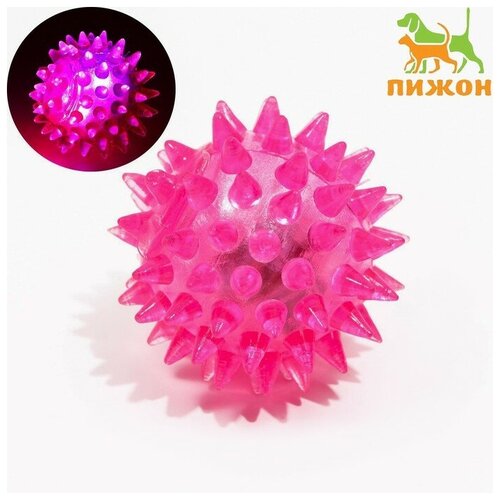 Мяч светящийся для животных малый, TPR, 4,5 см, розовый 1 шт игрушка для животных keyprods розовый