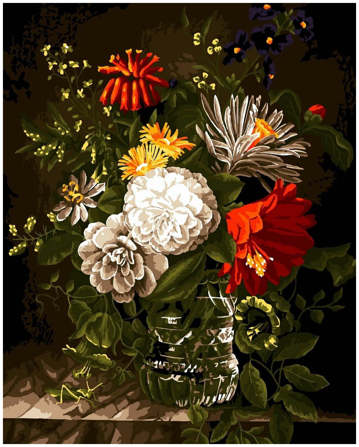 Набор для творчества LORI Картина по номерам Цветы в граненой хрустальной вазе