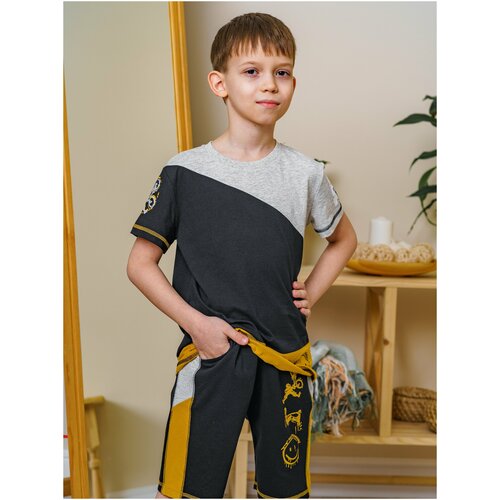 фото Футболка иново, размер 104, горчичный