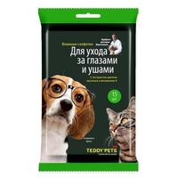 Салфетки влажные Teddy Pets для ухода за глазами и ушами 15 шт