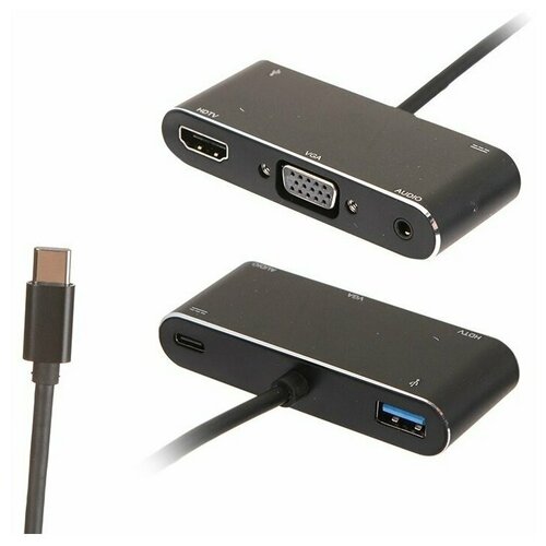 переходник hdmi vga 0 1м atcom at2810 круглый черный Переходник ATCOM (AT2810) Type-C <=> HDMI+VGA+USB