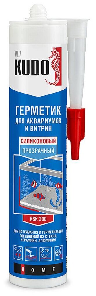 Герметик силиконовый для аквариумов и витрин Kudo KSK-200, 280 мл, прозрачный