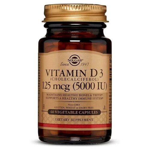 Купить Solgar Vitamin D3 (Витамин Д3) 125 мкг (5000 IU) 60 вегетарианских капсул (Solgar), female
