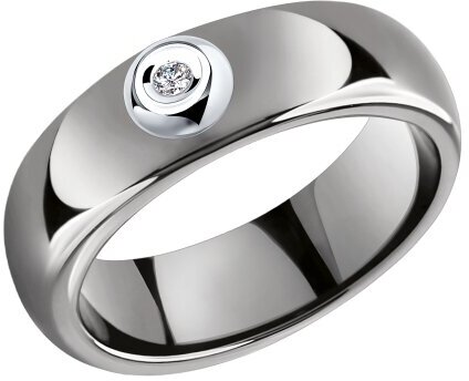 Кольцо Diamant online, белое золото, 585 проба, керамика, бриллиант