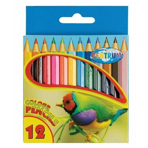 Карандаши цветные, 12 цветов, короткие, деревянные, 1 шт.