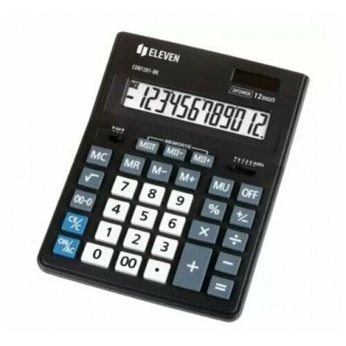 Калькулятор настольный Eleven Business Line CDB1201-BK, 12 разрядов, двойное питание, 155*205*35мм, черный 339192