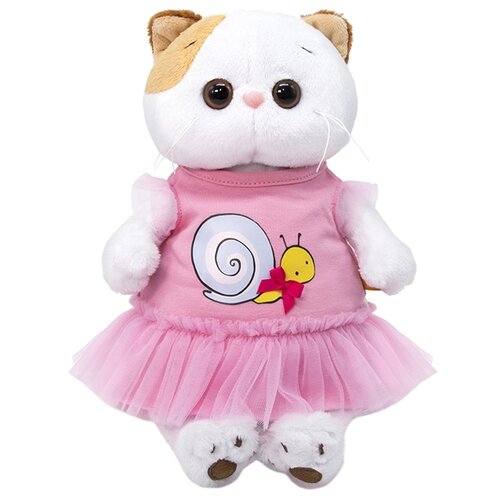 фото Мягкая игрушка basik&co кошка ли-ли в платье с улиткой 24 см
