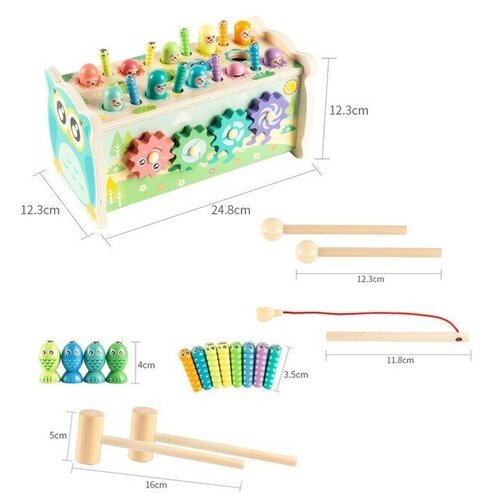 Логический центр 4 в 1 Рыбалка, стучалка, металлофон, крутилка 12.5х12.5х24.5 см металлофон ltr et 16