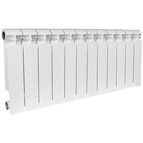 Радиатор биметаллический STOUT ALPHA 350 12 секций боковое подключение (белый RAL 9016)