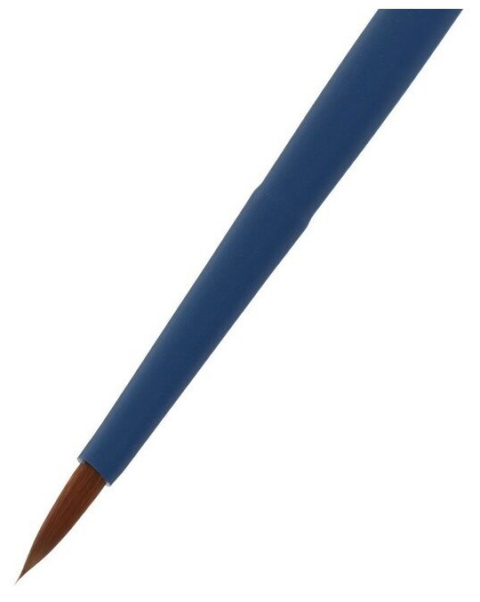 Кисть синтетика №4 круглая Roubloff "Aqua" ручка короткая синяя, покрытие обоймы soft-touch - фото №6
