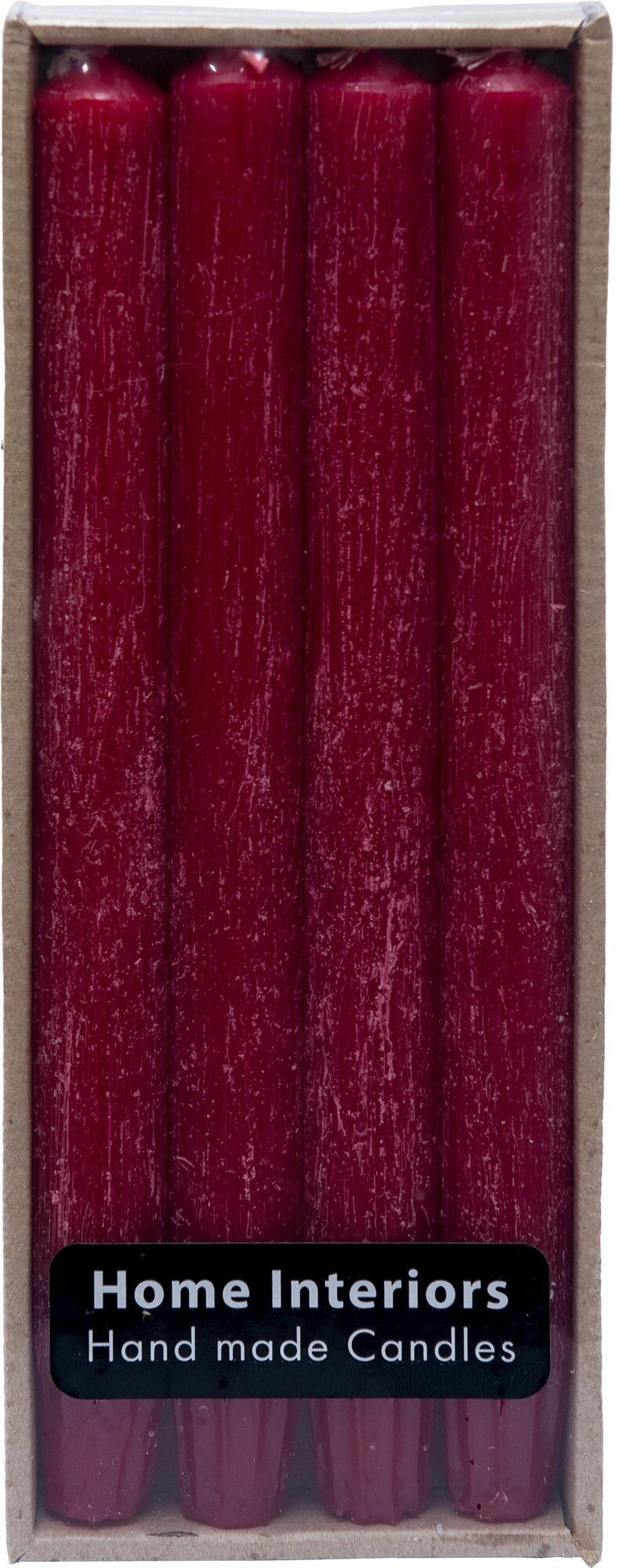 Набор свечей столовых Рустик 25 см цвет бордовый 4 шт.