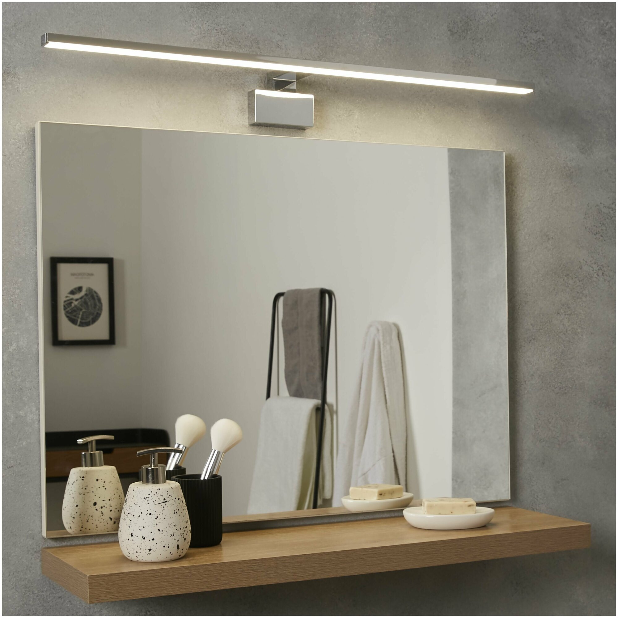 Подсветка светодиодная для зеркала влагозащищённая Inspire Slim, 800 лм, цвет хром - фотография № 5