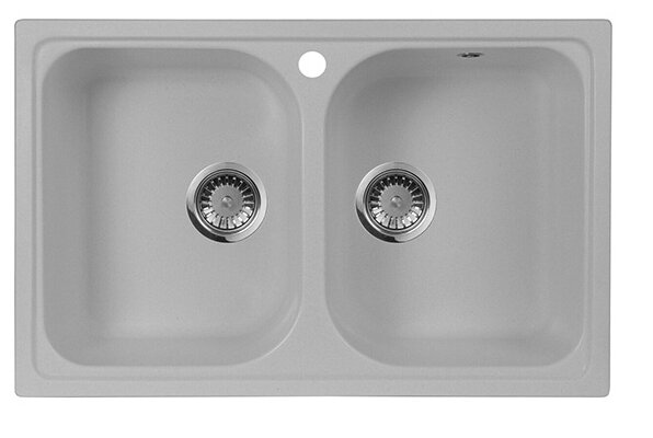 Кухонная мойка AquaGranitEx серая M-15 две чаши/310 - фотография № 1