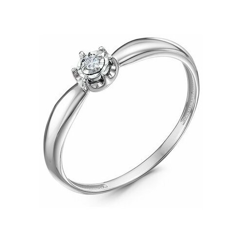 фото Кольцо diamant online, белое золото, 585 проба, бриллиант, размер 15.5, серебристый