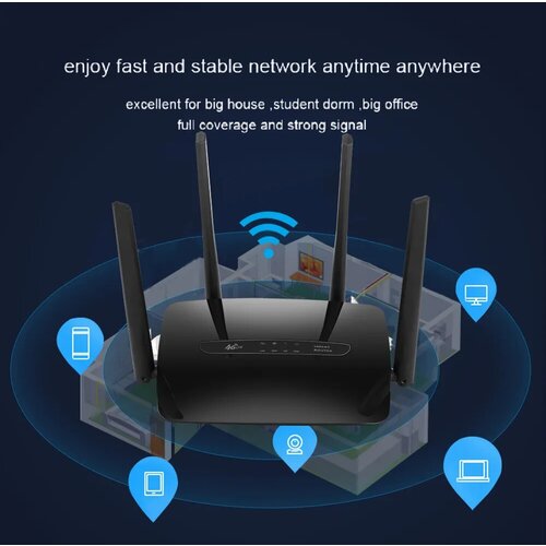 lte роутер c300 1 6 кат 3G 4G Wi-Fi роутер черный