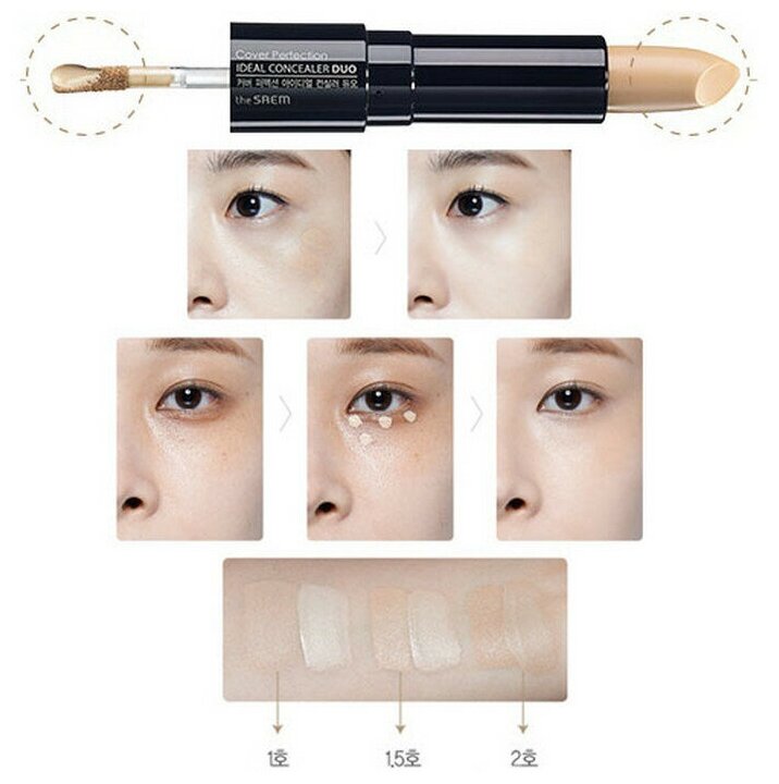 Консилер двойной The Saem Cover Perfection Ideal Concealer Duo1.5Natural Bei - фото №7
