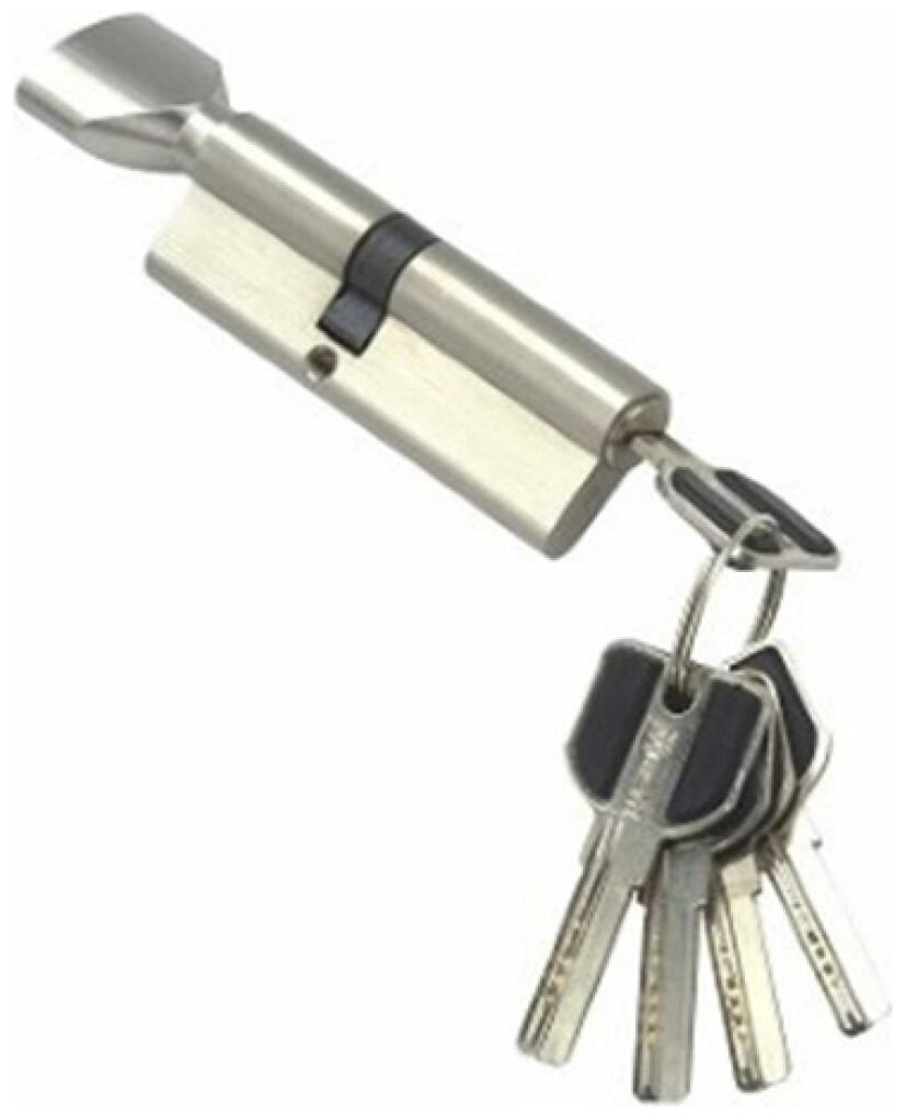 Цилиндровый механизм (личинка для замка ) Перфорированный ключ-вертушка CW60mm SN (Матовый никель) MSM