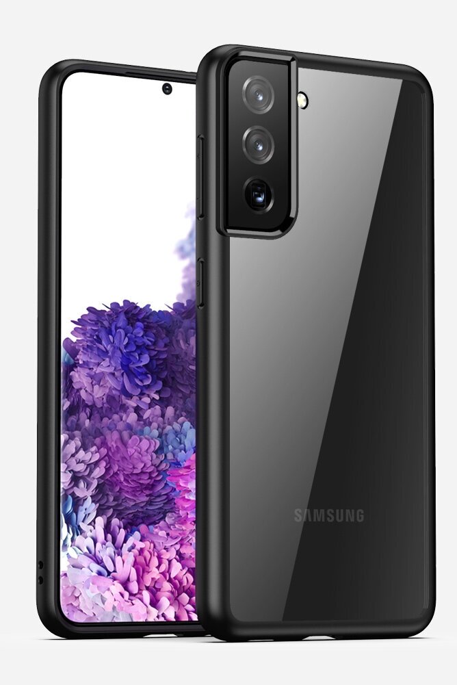 Прозрачный чехол для Samsung S21 Plus / Самсунг S21 + с силиконовым кантом Crystal Case (Чёрный)