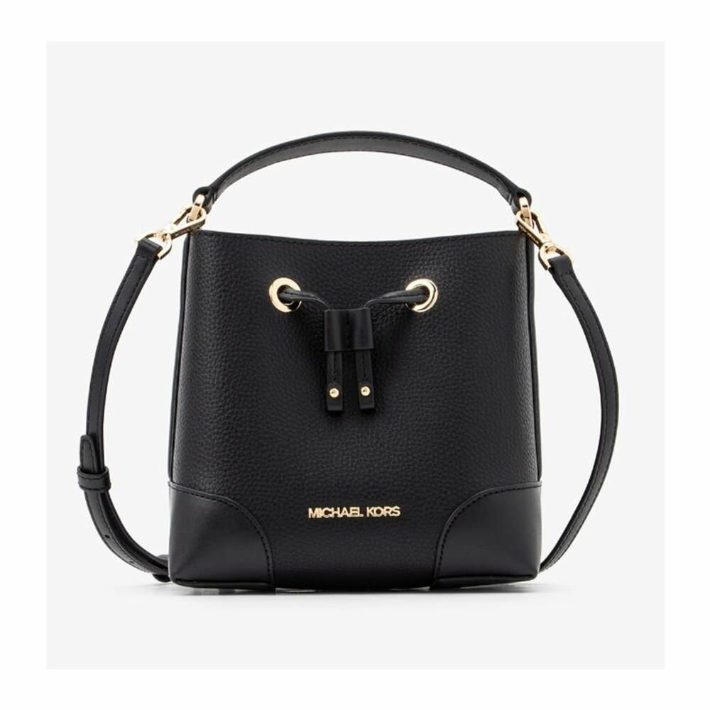 фото Сумка Michael Kors черная из шагреневой кожи маленького размера на шнурке