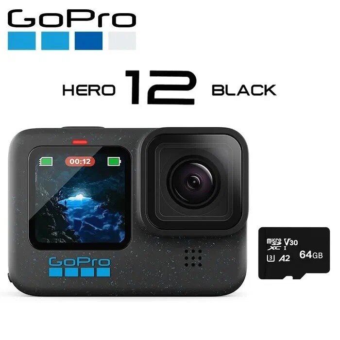 Экшн-камера GoPro HERO12 Black, 27.6МП, 5x4, 1720 мА·ч