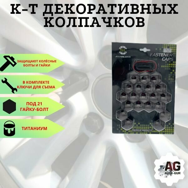 К-т декоративных колпачков ключ 21 титаниум