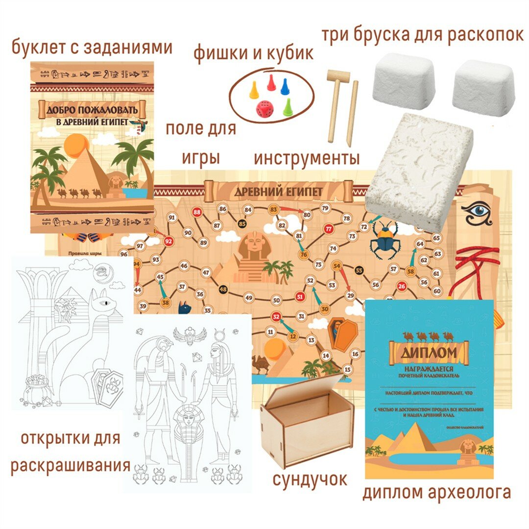 Набор с квестом 3 в 1 "Раскопки в Древнем Египте" DIG-44 Bumbaram - фото №17