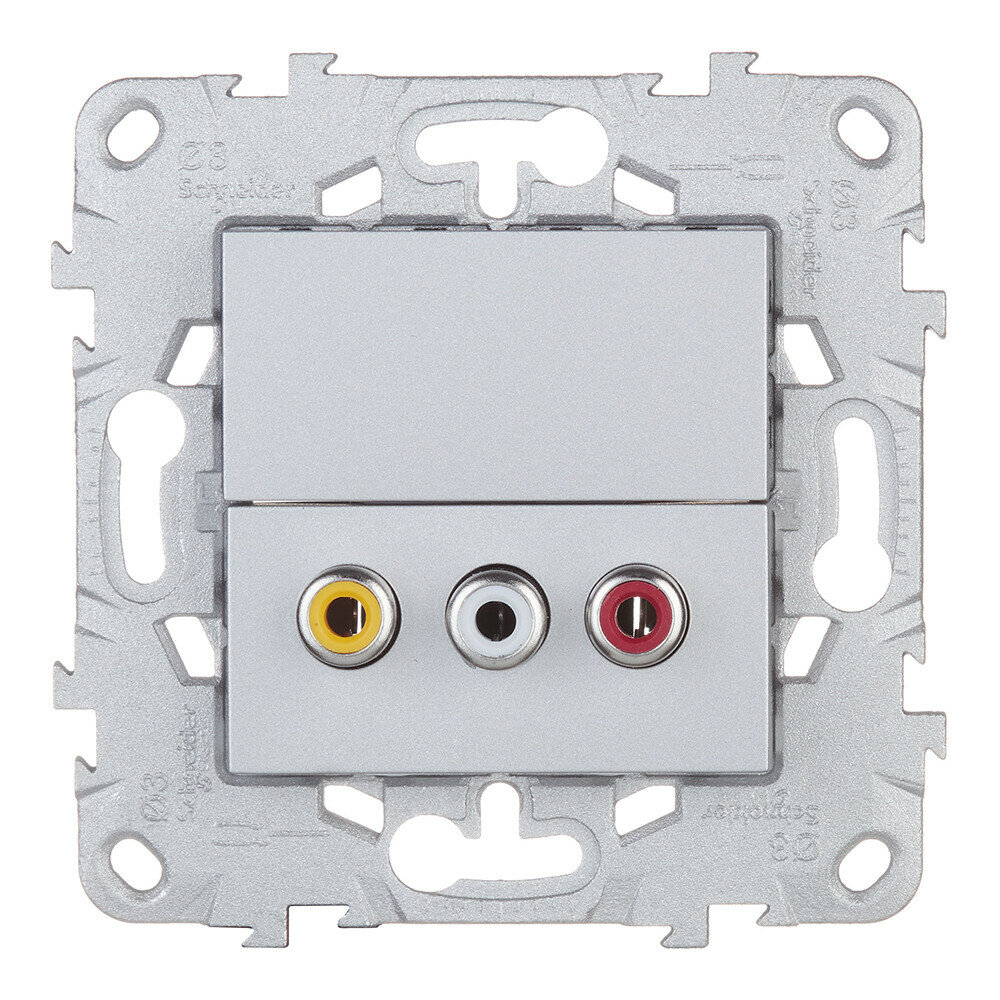 Unica New NU543130 Розетка комбинированная (3xRCA, под рамку, скрытая установка, алюминий) Schneider Electric - фото №5