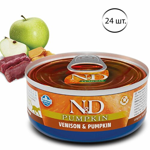 Корм консервированный Farmina N&D Pumpkin для кошек с олениной и тыквой, 70 г, 24 шт.