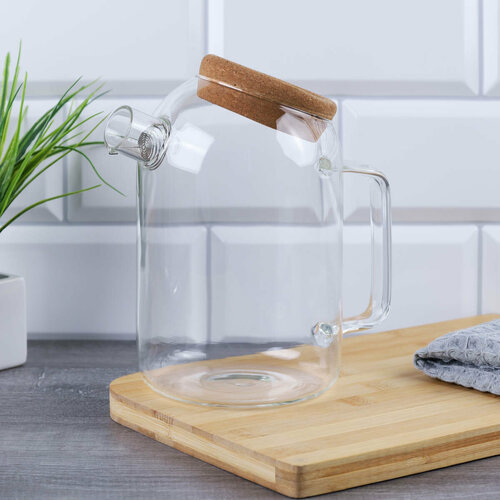 Чайник заварочный 1200 мл с ситом-пружинкой и пробковой крышкой 1425₽