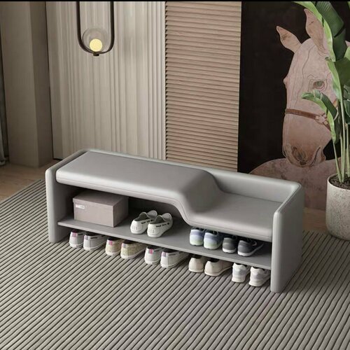 Банкетка для прихожей обитая экокожей Vettica 80см цвет серый 49275₽