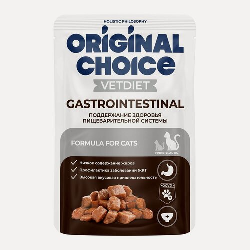 Изображение товара Влажный корм для кошек Original Choice Vetdiet Gastrointestinal профилактика ЖКТ, упаковка 14 х 85 гр