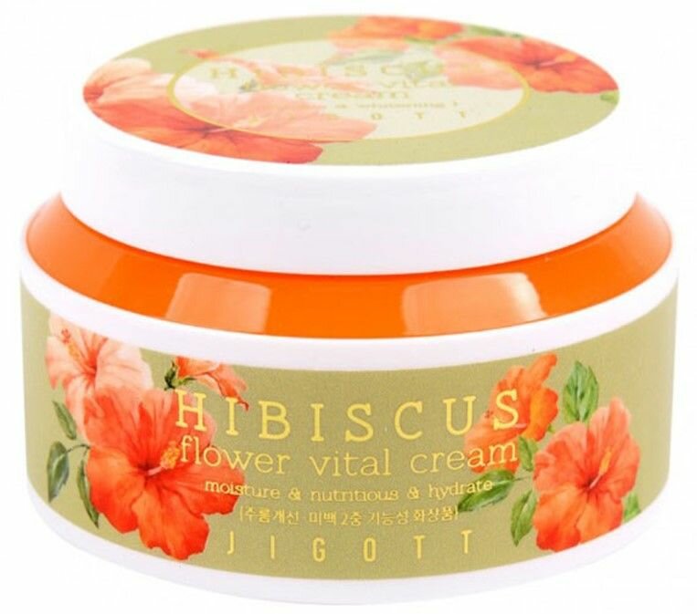 Jigott Увлажняющий крем для лица с экстрактом гибискуса Hibiscus Flower Vital Cream, 100 мл