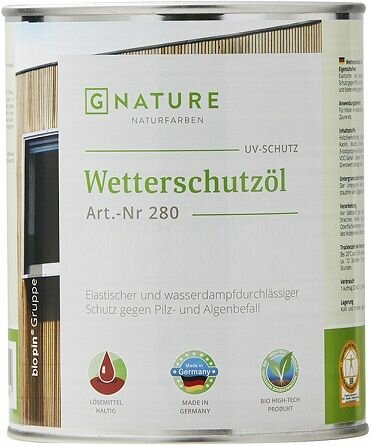 Защитное Масло Gnature 280 Wetterschutzol 0.375л 2064 Пастельно-Оранжевый для Наружных, Деревянных Фасадов.