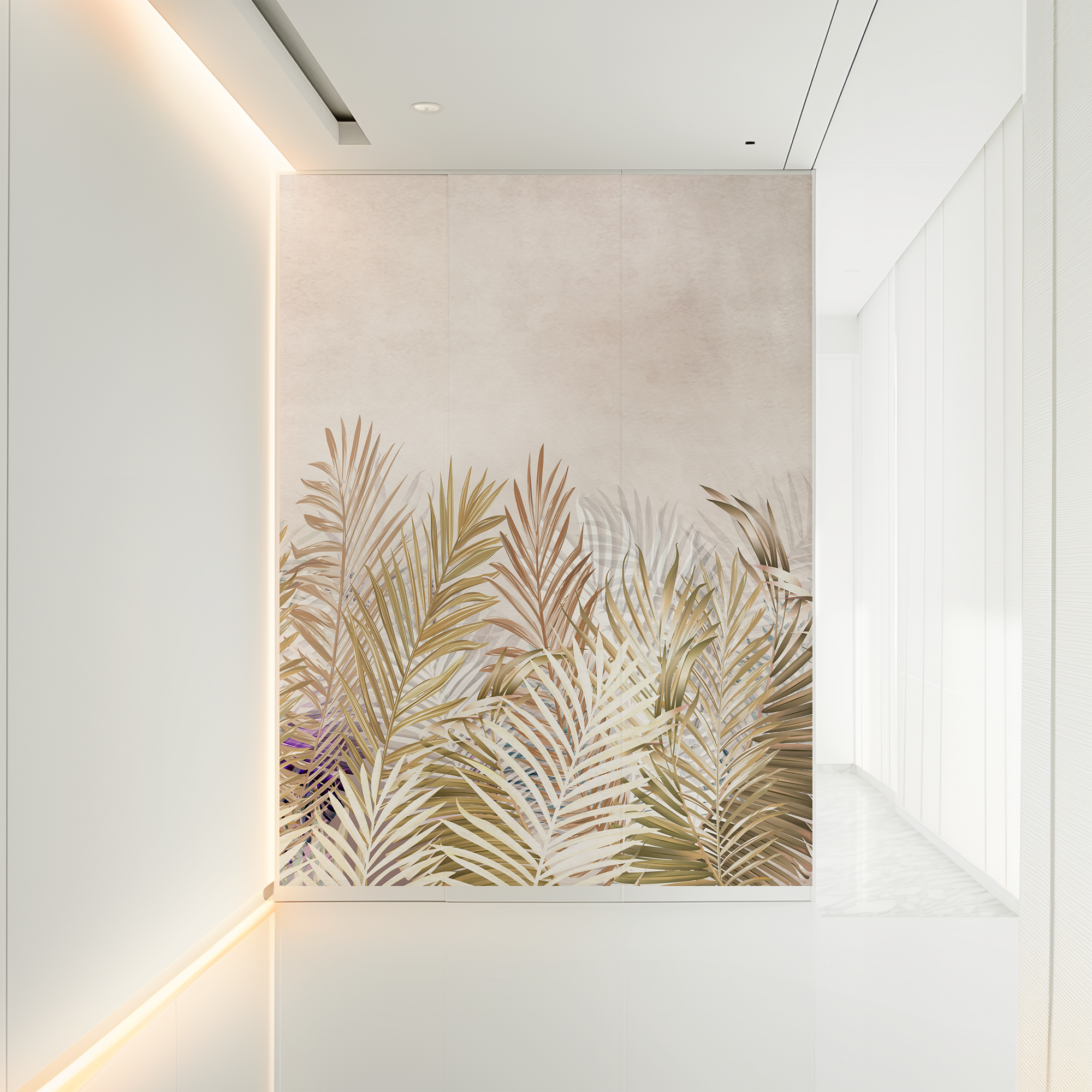 Фотообои 3д на стену  Пальмовые ветви   флизелиновые 200х270 см на кухню  спальню  зал