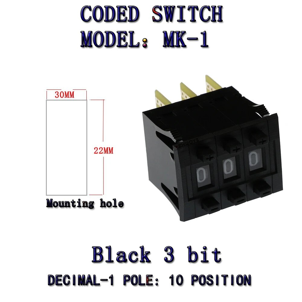 Переключатель ZDA MK-1 BCD 0-9 MK-1 0-9 3-bit black