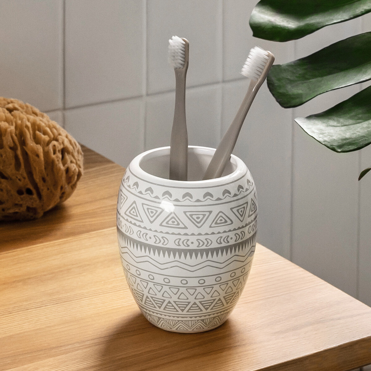 Стакан для зубных щёток Moroshka Nomads керамический серый