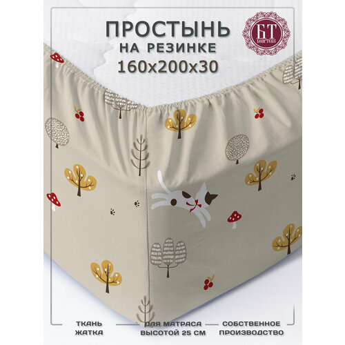 фото Простынь на резинке 160х200, простынь на резинке, простынь 2 спальная, жатка, борт 30см бояртекс