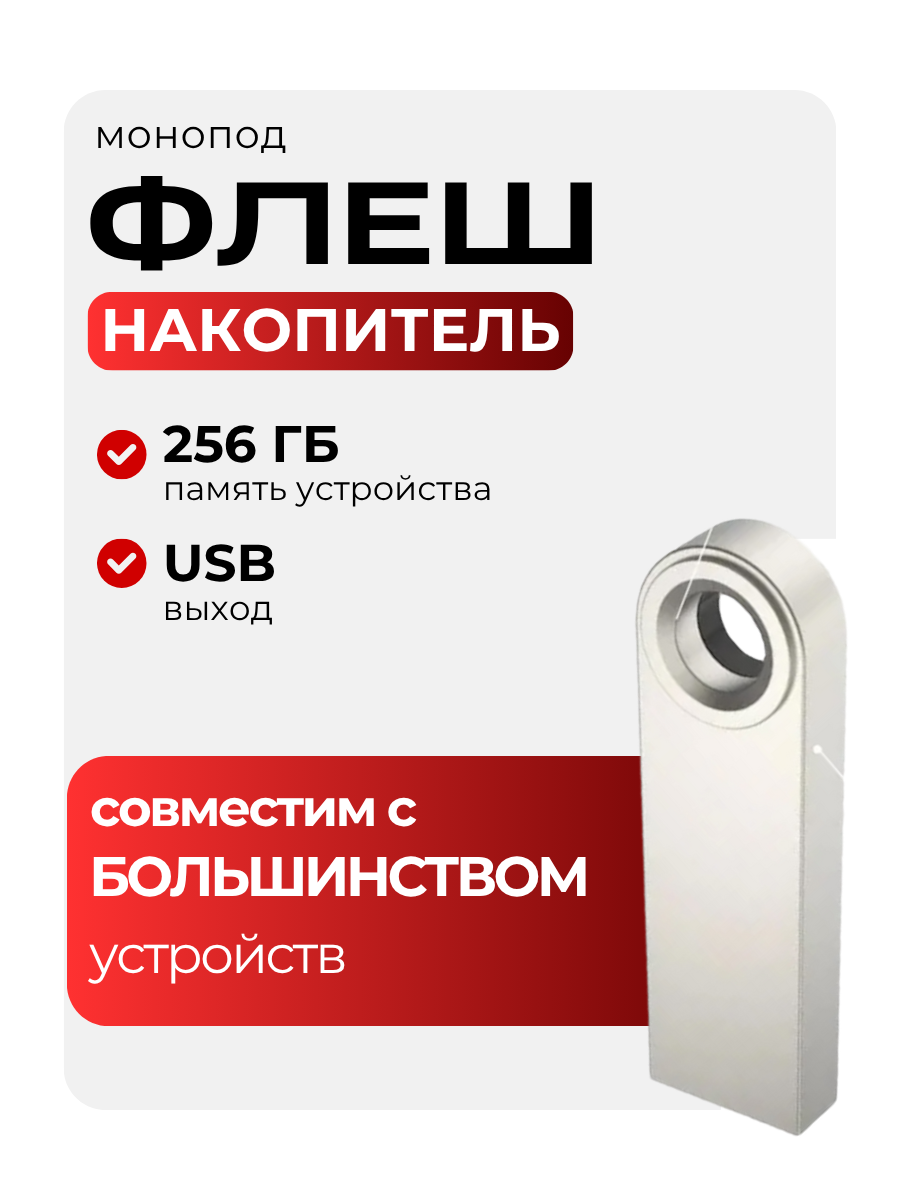 Флешка на 256 ГБ, 1 шт, серебристый феш накопитель с USB юсб